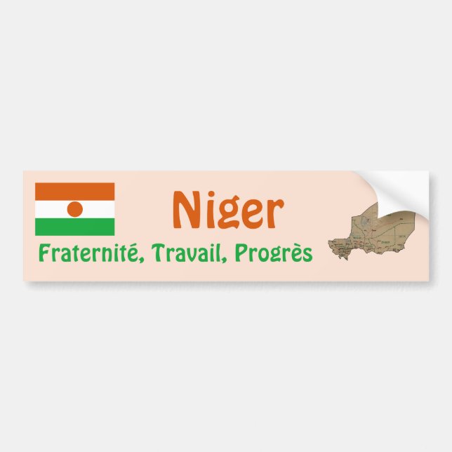 Niger Flag + Map Autoaufkleber (Vorne)