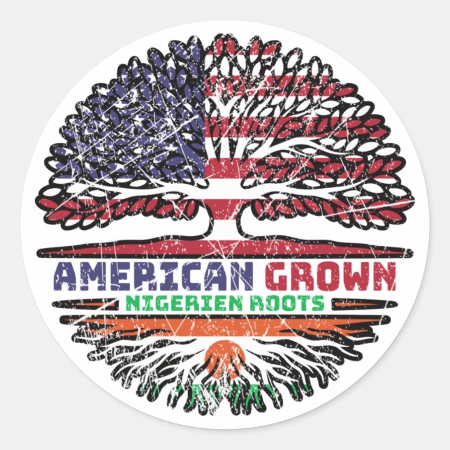 Niger Nigerien American USA Tree Roots Flag Runder Aufkleber (Vorderseite)