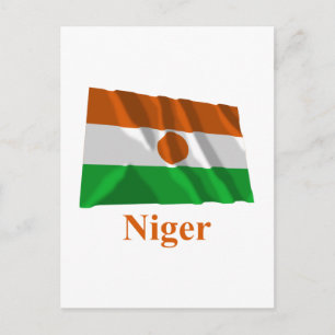 Niger Waving Flag mit Namen Postkarte