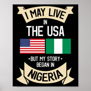 Nigeria Amerikanische Flagge USA Nigerianische Wur Poster