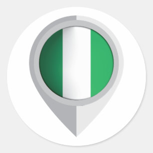 Nigeria Button Location Flag Runder Aufkleber