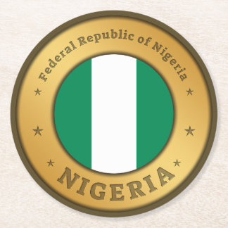 Nigeria Flag Badge Runder Pappuntersetzer