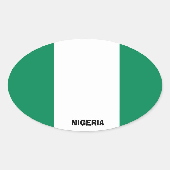 Nigeria Flag Euro-Style Oval Sticker (Vorderseite)