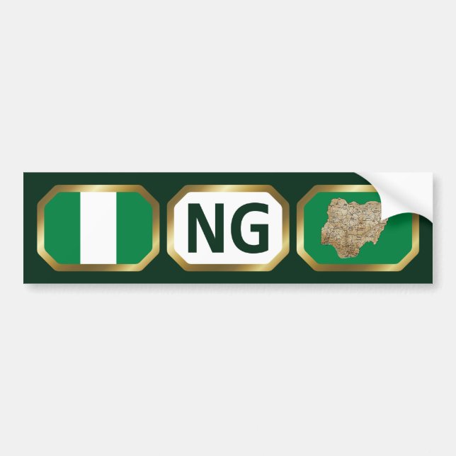 Nigeria Flag Map Code Autoaufkleber (Vorne)