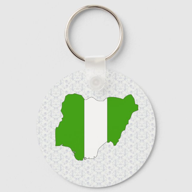 Nigeria Flag Map full size Schlüsselanhänger (Vorderseite)
