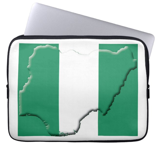 NIGERIA Flag Map Patriotic Computer Laptopschutzhülle (Vorderseite)