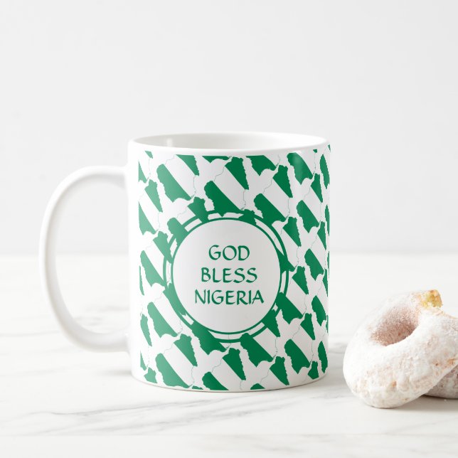 NIGERIA Flag Patriotic Custom Monogram GOSE BLESS Kaffeetasse (Mit Donut)