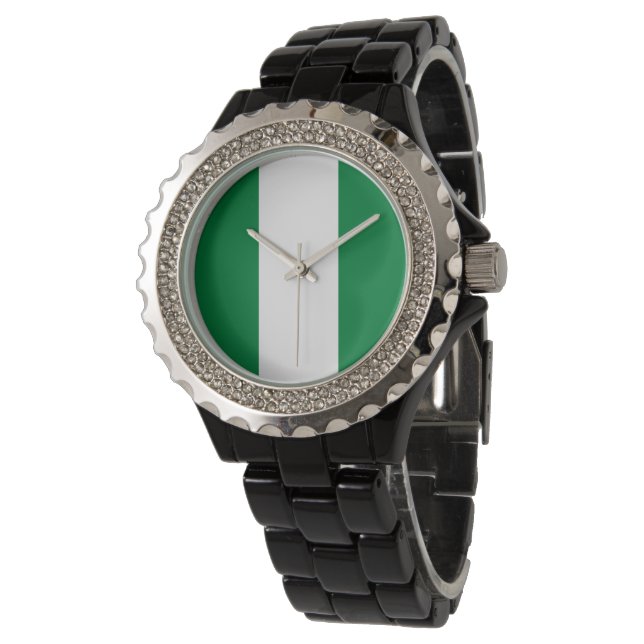 Nigeria-Flagge Armbanduhr (Schrägansicht)
