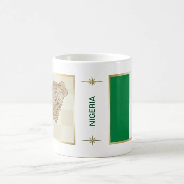 Nigeria-Flagge + Karten-Tasse Kaffeetasse (Mittel)