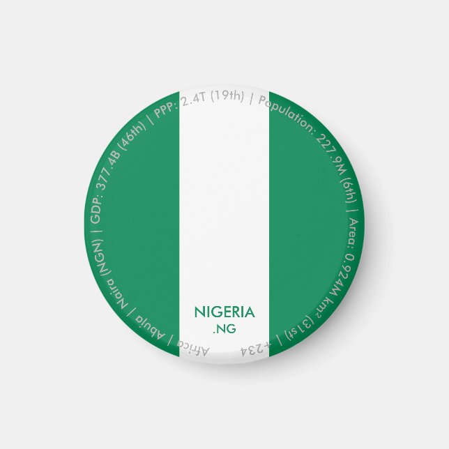 Nigeria-Flaggen-Magnet Magnet (Vorne)