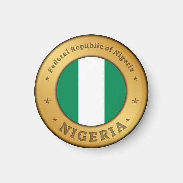 Nigeria-Flaggenabzeichen Magnet (Vorne)