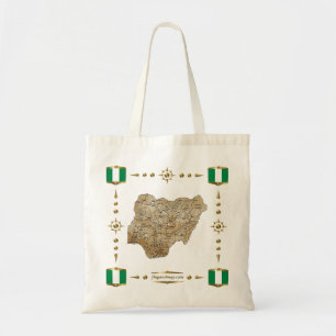 Nigeria Karte + Flaggen-Bag Tragetasche