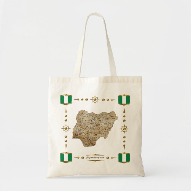 Nigeria Karte + Flaggen-Bag Tragetasche (Vorne)