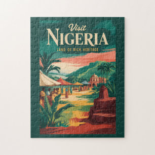 Nigeria Malerische Illustrations-Reise Kunst Vinta