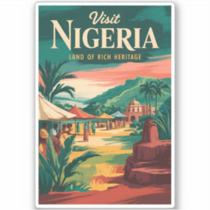 Nigeria Malerische Illustrations-Reise Kunst Vinta Aufkleber