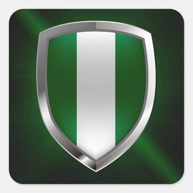 Nigeria Metallic Emblem Quadratischer Aufkleber (Vorderseite)