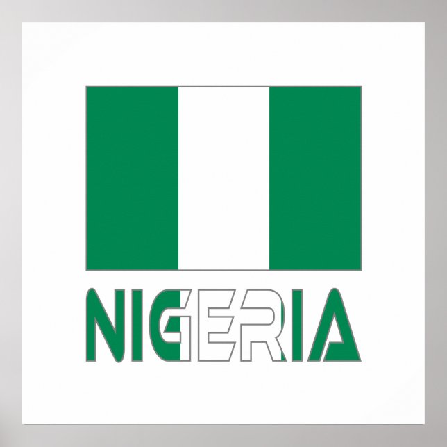 Nigeria mit nigerianischer Flagge Poster (Vorne)
