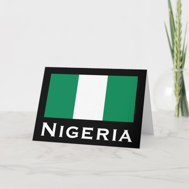 Nigeria mit nigerianischer Flagge (Westafrika) Karte (Vorderseite)