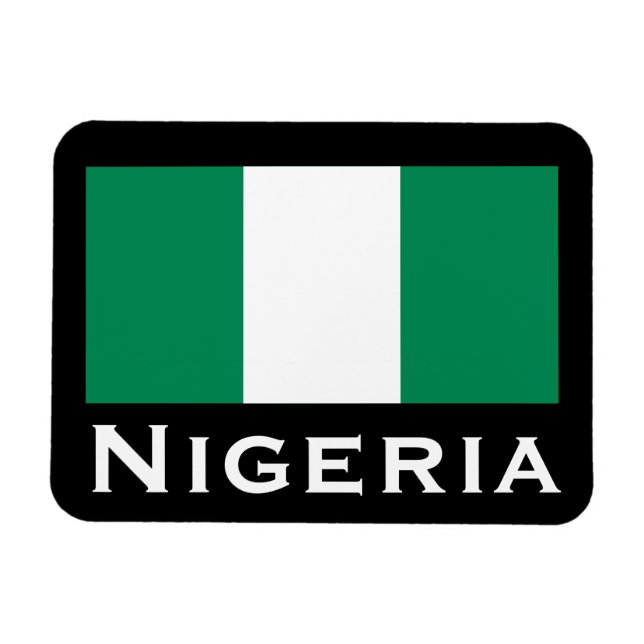 Nigeria mit nigerianischer Flagge (Westafrika) Magnet (Horizontal)