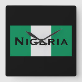 Nigeria mit nigerianischer Flagge (Westafrika) Quadratische Wanduhr
