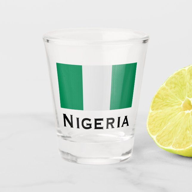 Nigeria mit nigerianischer Flagge (Westafrika) Schnapsglas (Vorderseite)