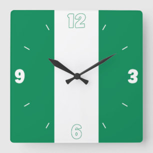 Nigeria National Flag Patriotic Quadratische Wanduhr