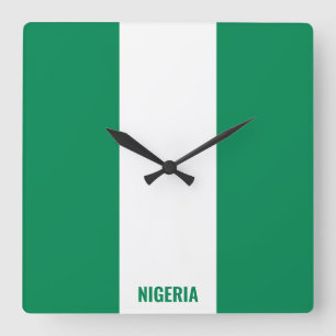 Nigeria National Flag Patriotic Quadratische Wanduhr