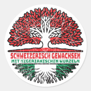 Nigeria Nigerianisch Schweizer Schweiz Baum Wurzel Runder Aufkleber