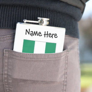 Nigeria Nigerianische Flagge Schwarz Personalisier Flachmann