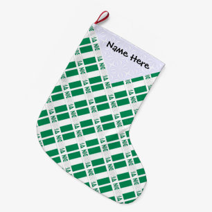 Nigeria Nigerianische Flagge Tiled Schwarz Persona Großer Weihnachtsstrumpf