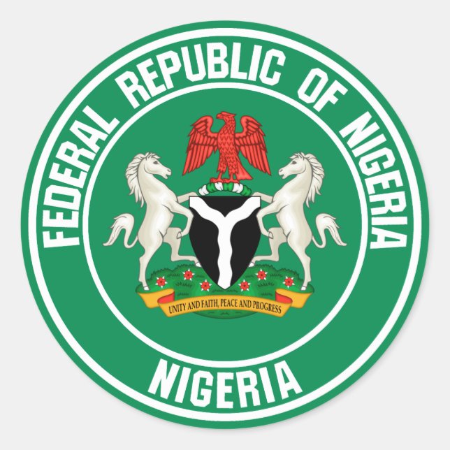Nigeria Round Emblem Runder Aufkleber (Vorderseite)