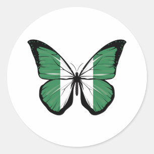 Nigeria Schmetterlingsflagge Runder Aufkleber