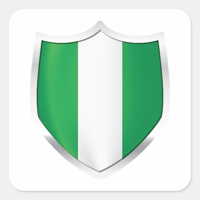 Nigeria Silver Shield Flag Quadratischer Aufkleber (Vorderseite)
