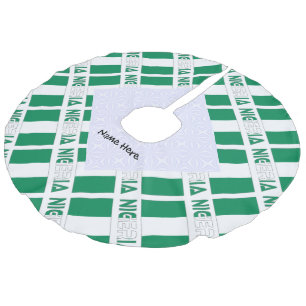 Nigeria und nigerianische Flagge mit Ihrem Namen Leinenimitat Weihnachtsbaumdecke