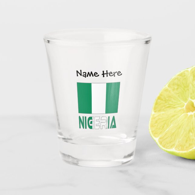 Nigeria und nigerianische Flagge mit Ihrem Namen S Schnapsglas (Vorderseite)