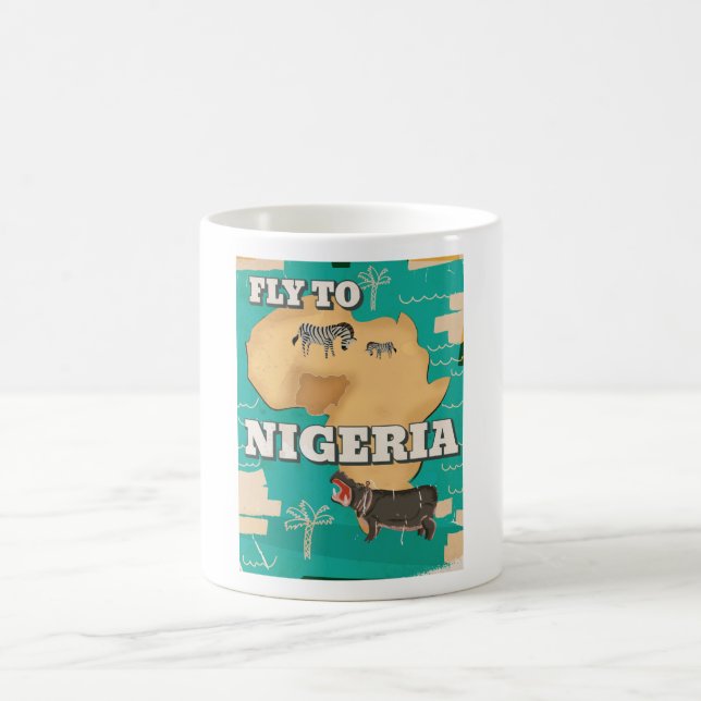Nigeria Vintage Travel Poster Kaffeetasse (Mittel)