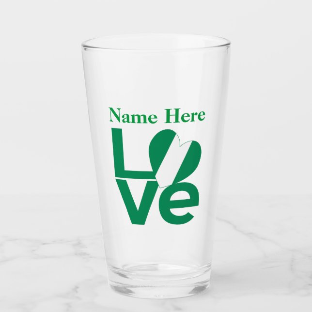 Nigerianische Fahnenflagge für grüne LIEBE Persona Glas (Vorderseite)