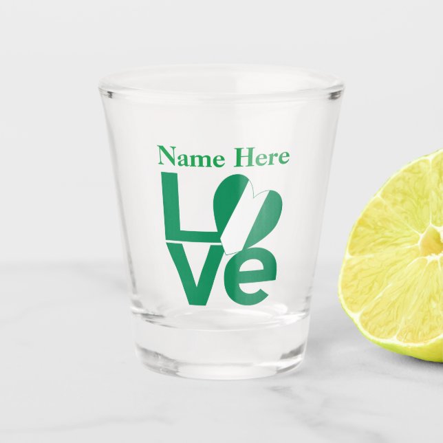 Nigerianische Fahnenflagge für grüne LIEBE Persona Schnapsglas (Vorderseite)