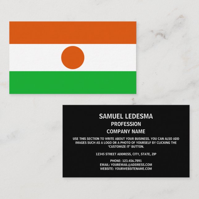 Nigerianische Flagge, Flagge Niger Visitenkarte (Vorne/Hinten)
