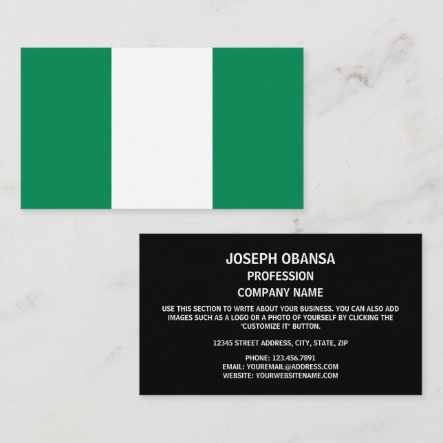 Nigerianische Flagge, Flagge Nigerias Visitenkarte (Vorne/Hinten)