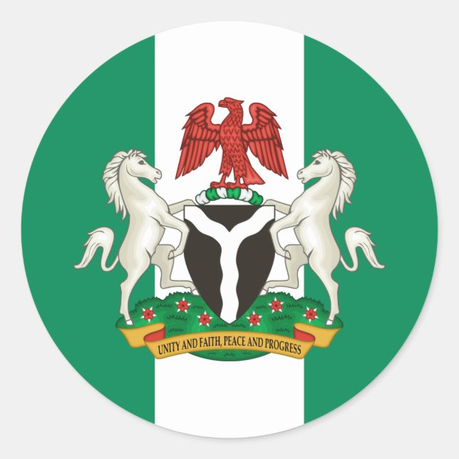 Nigerianische Flagge und Wappen, Flagge Nigerias Runder Aufkleber (Vorderseite)
