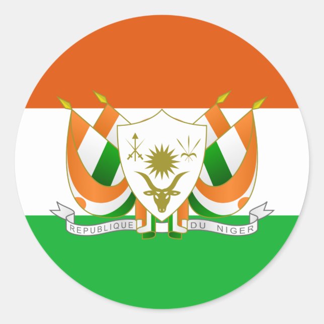 Nigerianische Flagge und Wappen, Flagge Nigers Runder Aufkleber (Vorderseite)