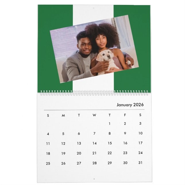 Nigerianische Flaggen-Foto 2026 Nigerianische Fami Kalender (Jan 2026)
