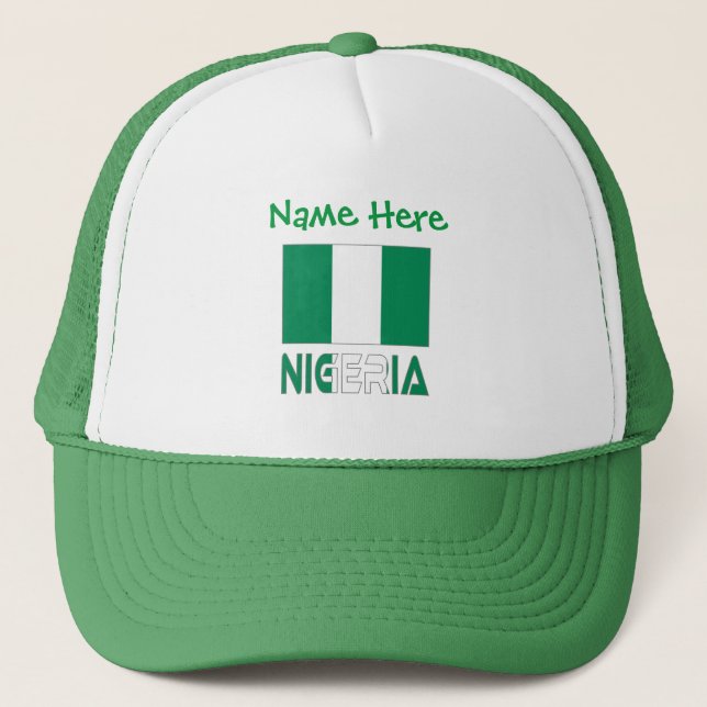 Nigerianische Flaggen-Grüne Personalisierung Truckerkappe (Vorderseite)