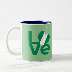 Nigerianische Green LOVE Herzflagge Zweifarbige Tasse