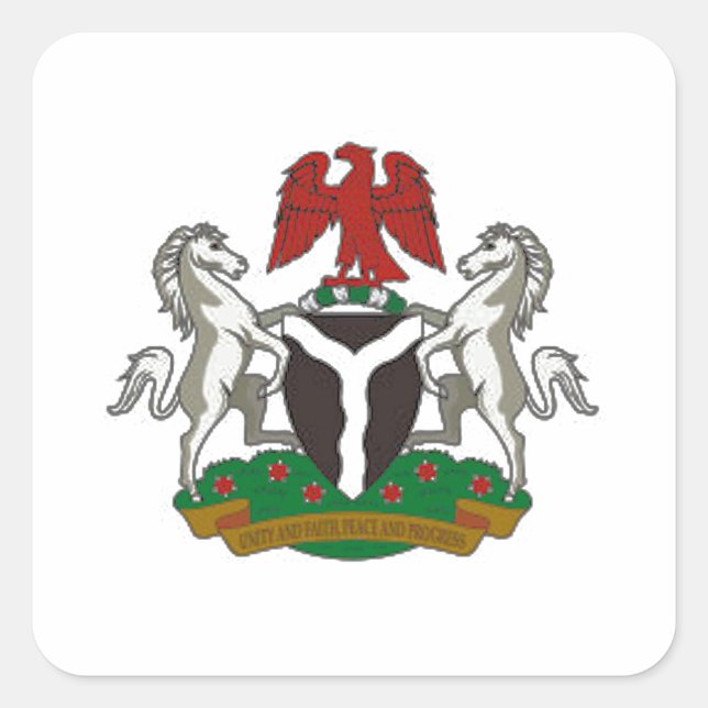 Nigerianische Wappen Quadratischer Aufkleber (Vorderseite)