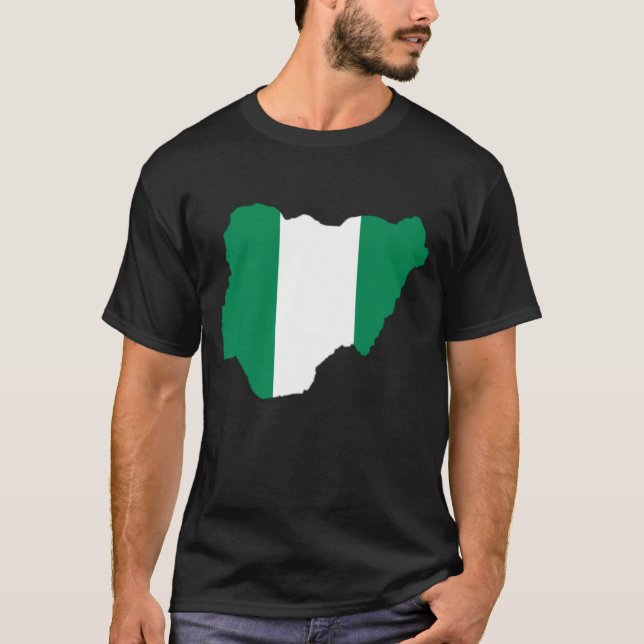 Nigerias Flagge auf der Karte T-Shirt (Vorderseite)