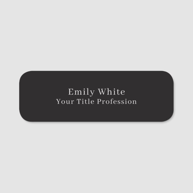 Night Black Plain Elegant Professional Modern Namensschild (Vorderseite)