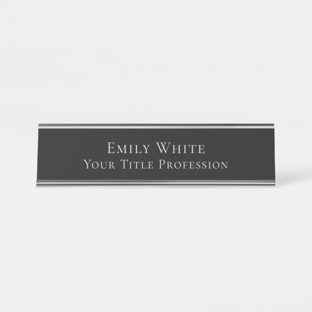 Night Black Plain Elegant Professional Modern Schreibtischnamensplakette (Vorderseite )