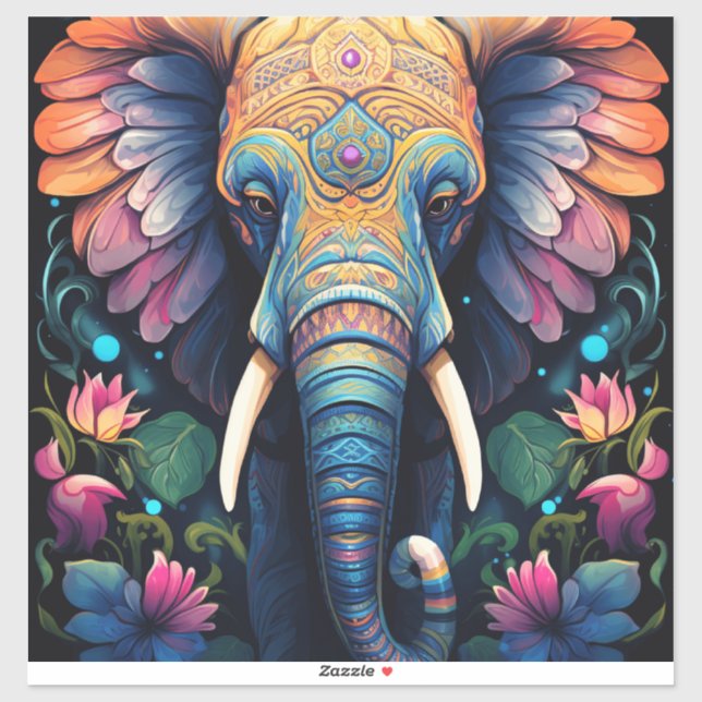 Night Blooming Mandala Elephant Aufkleber (Blatt)